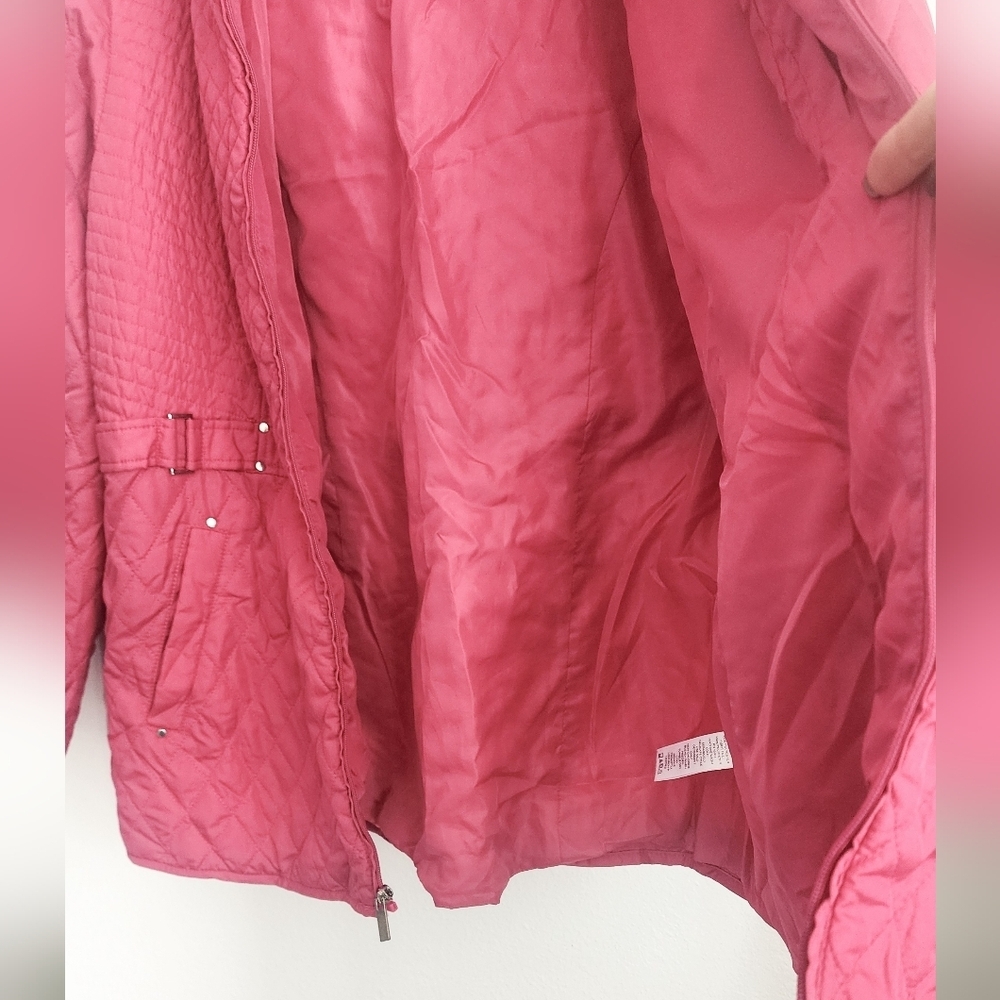 Susan Graver Pink Quilted Mid-length Coat Zip Water & Wind Resistant  Sz XL - Picture 7 of 11